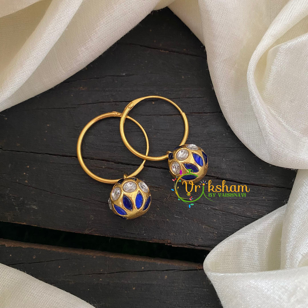 Precious Kundan Jadau Earrings -Hoops -Rudraksh Blue-J684