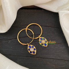 Precious Kundan Jadau Earrings -Hoops -Tilak Blue-J679