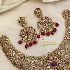 Red Victorian Diamond Short Neckpiece -VV640