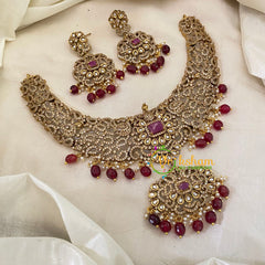 Red Victorian Diamond Short Neckpiece -VV640