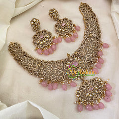 Pastel Pink Victorian Diamond Short Neckpiece -VV641