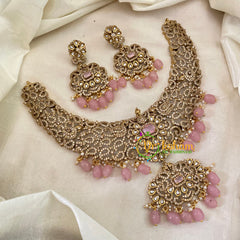 Pastel Pink Victorian Diamond Short Neckpiece -VV641