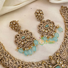 Pastel Blue Green Victorian Diamond Short Neckpiece -VV642