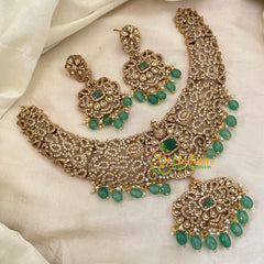 Pastel Green Victorian Diamond Short Neckpiece -VV643