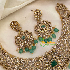 Pastel Green Victorian Diamond Short Neckpiece -VV643