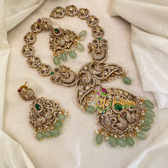 Exquisite Pastel Green Victorian Diamond Short Neckpiece -VV652