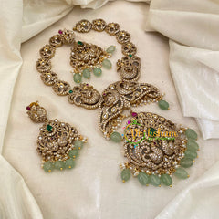 Exquisite Pastel Green Victorian Diamond Short Neckpiece -VV652