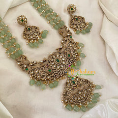 Pastel Green 3 Layered Victorian Diamond Neckpiece -VV706