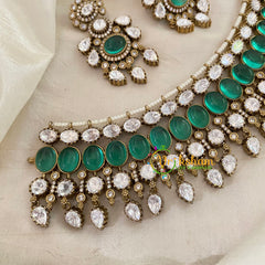 Green Victorian Diamond High Neck Choker-VV689