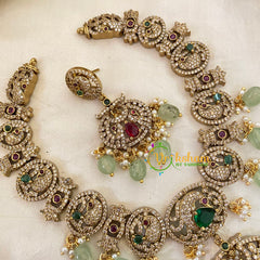 Exquisite Pastel Green Victorian Diamond Short Neckpiece -VV651