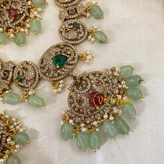 Exquisite Pastel Green Victorian Diamond Short Neckpiece -VV651