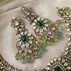 Green Victorian Diamond Choker Short Neckpiece -VV722