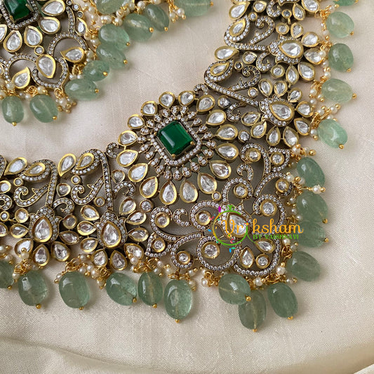 Green Victorian Diamond Choker Short Neckpiece -VV722