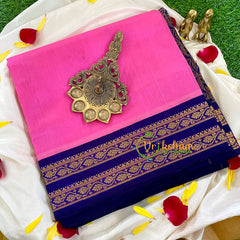 Candy Pink Korvai Handloom Silk Cotton Saree-VS326