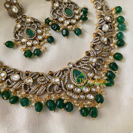 Green Victorian Diamond Short Neckpiece -VV745