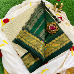 Half White and Forest Green Saree-VS337