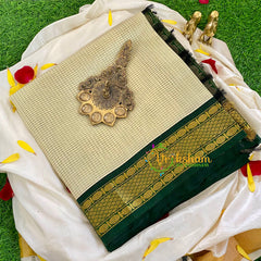 Half White and Forest Green Saree-VS337