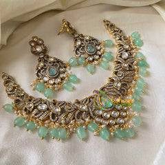 Pastel Green Victorian Diamond Short Neckpiece -VV749