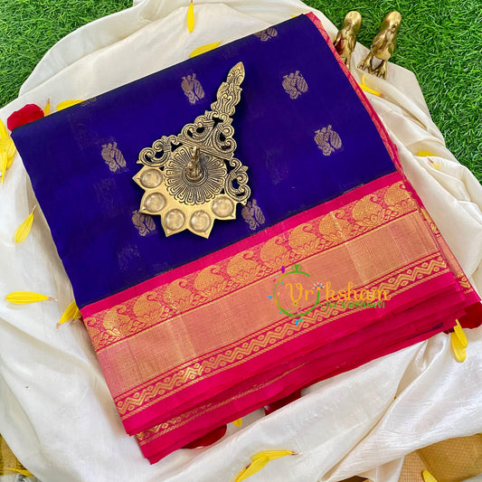  Blue with Pink Korvai Handloom Silk Cotton Saree-VS340