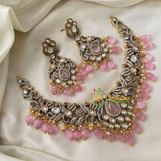 Pastel Pink Victorian Diamond Short Neckpiece -VV747