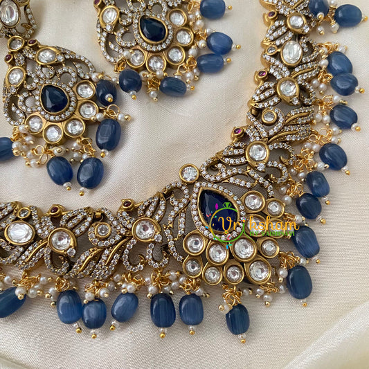 Blue Victorian Diamond Short Neckpiece -VV746