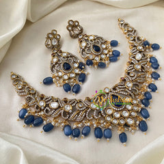 Blue Victorian Diamond Short Neckpiece -VV746