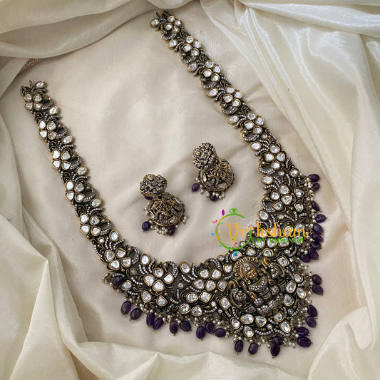 Purple Victorian Diamond Temple Haram -Long Neckpiece -VV729