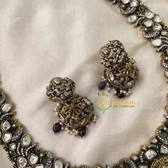 Purple Victorian Diamond Temple Haram -Long Neckpiece -VV729