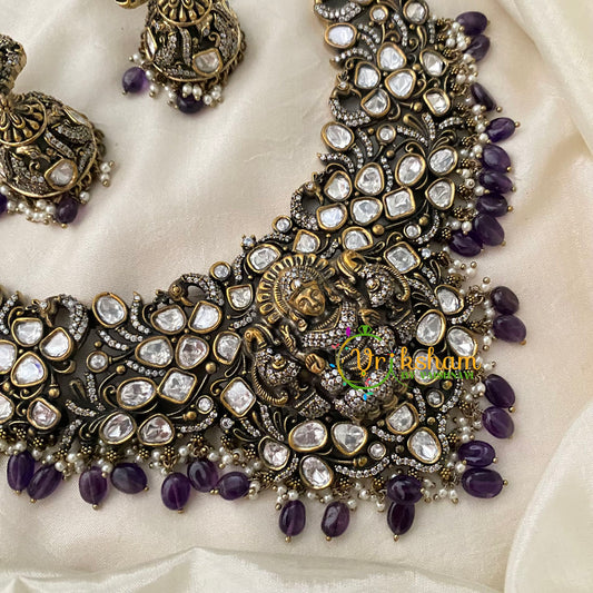 Purple Victorian Diamond Temple Haram -Long Neckpiece -VV729