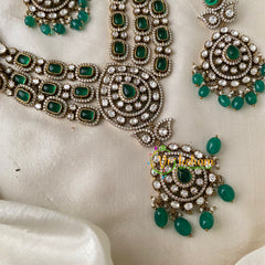 Green Victorian Diamond Short Neckpiece -VV733