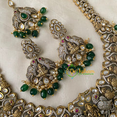 Green Victorian Diamond Long Neckpiece - Green Bead-VV727