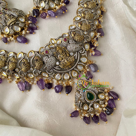 Purple Victorian Diamond Temple Haram -Long Neckpiece -VV726