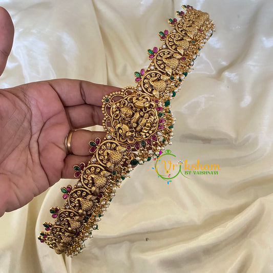 Lakshmi Hipbelt – Gold Look alike Temple Hipbelt -Green Bead-G6730