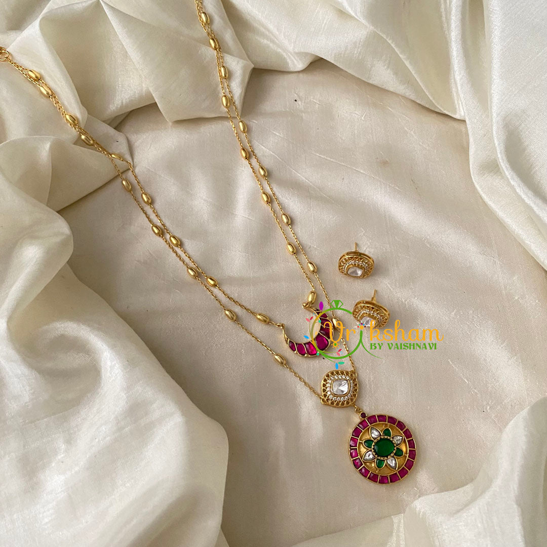 Precious Jadau Kundan Layered Pendant Malai -J1066