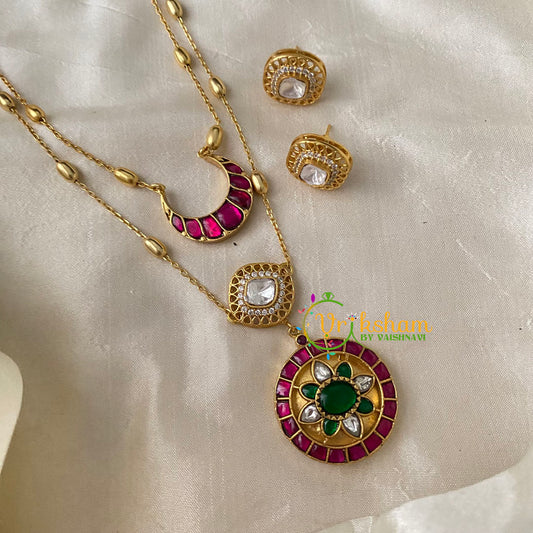 Precious Jadau Kundan Layered Pendant Malai -J1066