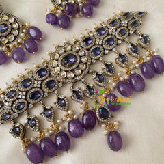 Purple Victorian Diamond High Neck Choker-VV686