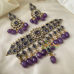 Purple Victorian Diamond High Neck Choker-VV686