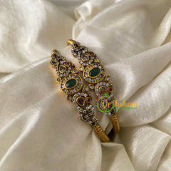 Premium Victorian Diamond Kada Bangles-Green-VV673