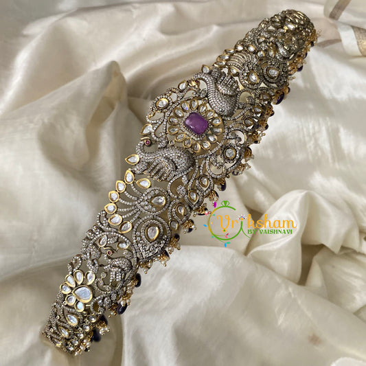 Premium Victorian Diamond Bridal Hipbelt -Purple-VV670