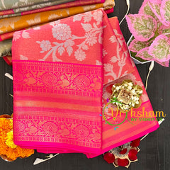 Orange Pink Semi Banarasi Saree-Festive Banarasi Saree-SA0001