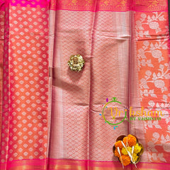 Orange Pink Semi Banarasi Saree-Festive Banarasi Saree-SA0001