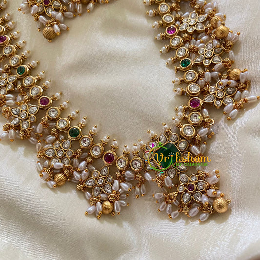 Traditional Bridal Guttapusalu Haram-Green-G8014