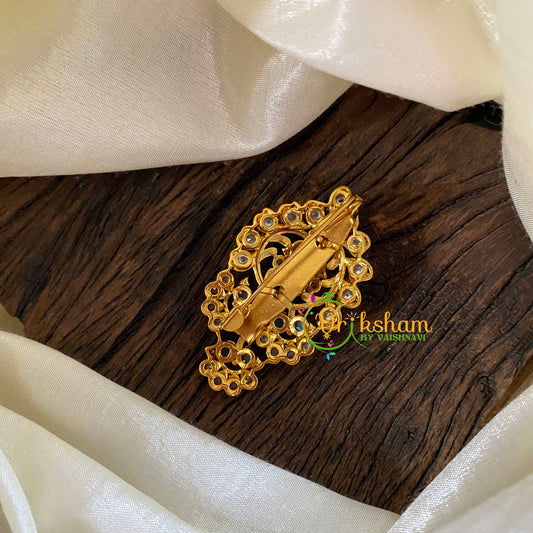 AD Stone Gold Saree Pin -Floral-G9732