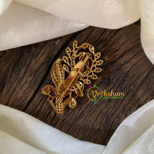 AD Stone Gold Saree Pin -Kathir Brooch-G9742