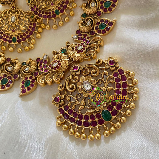 Gold Look Alike Maanga Short Neckpiece-Gold Bead-G8020