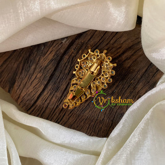 AD Stone Gold Saree Pin -Leaf-G10894