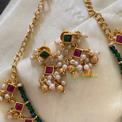 Elegant Green Bead Simple Short Neckpiece-G8024