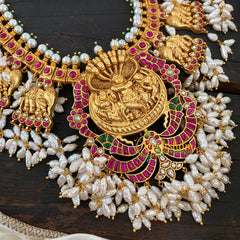 Precious Kundan Jadau Temple Guttapusalu Krishna Haram -J718