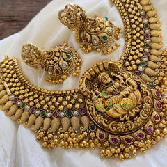 Traditional Lakshmi Pendant Peacock Neckpiece-Gold-G8008