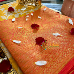 Yellow Orange Semi Banarasi Saree-Festive Banarasi Saree-SA0002